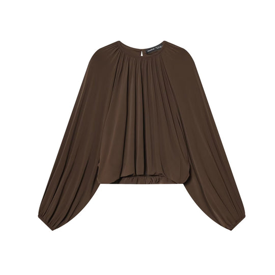Damen Plissiertes Oversize-Blusenshirt mit weiten Ballonärmeln Shop Nory