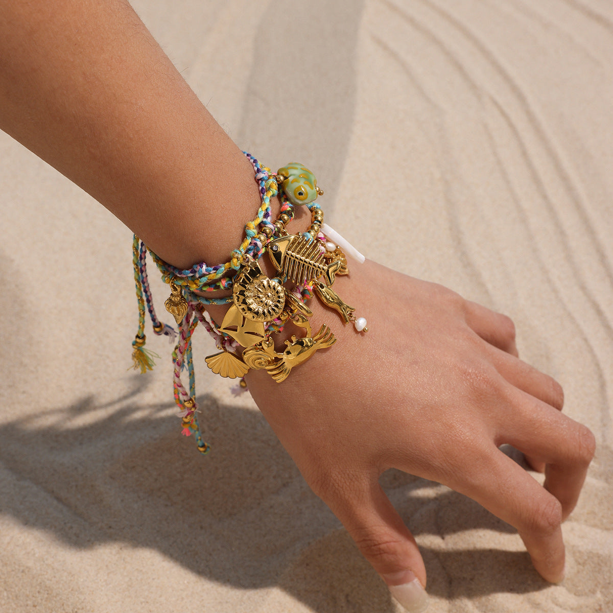 Damen Armband mit maritime Motiven aus hypoallergenem Edelstahl und geflochtenem Design Shop Nory