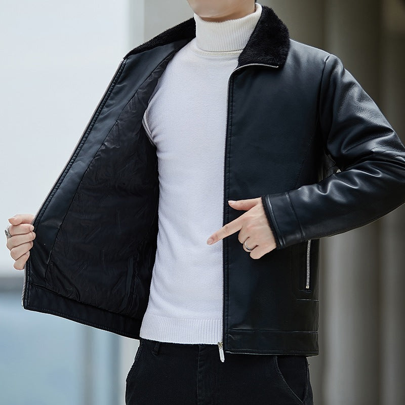 Herren Kunstlederjacke mit Stehkragen Shop Nory