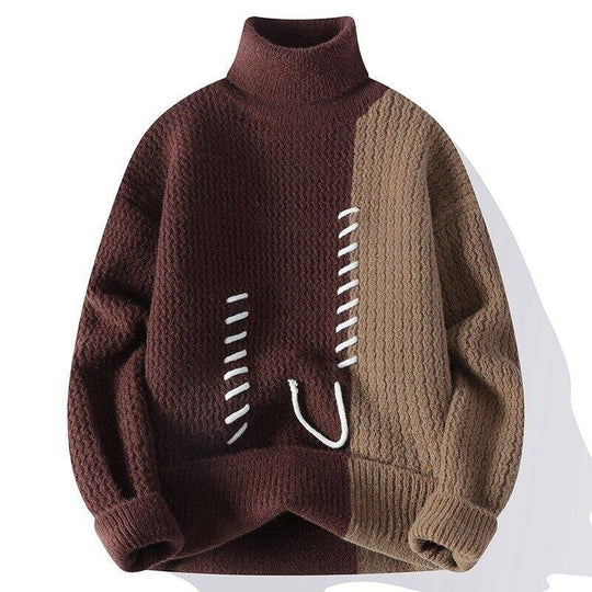 Unisex strukturierter Oversize-Strickpullover mit Zopfmuster und dekorativer Steppnaht Shop Nory
