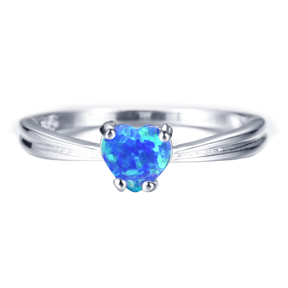 Damen Ring mit herzförmigem Opal und elegante Doppelband-Design Shop Nory