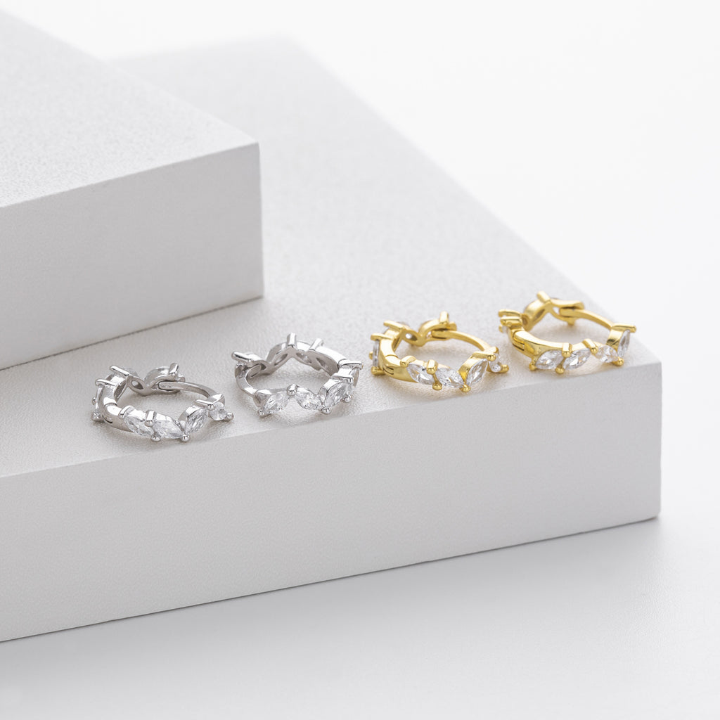 Damen Ohrringe mit funkelnden Zirkon-Besätzen aus 925 Sterling Silber Shop Nory