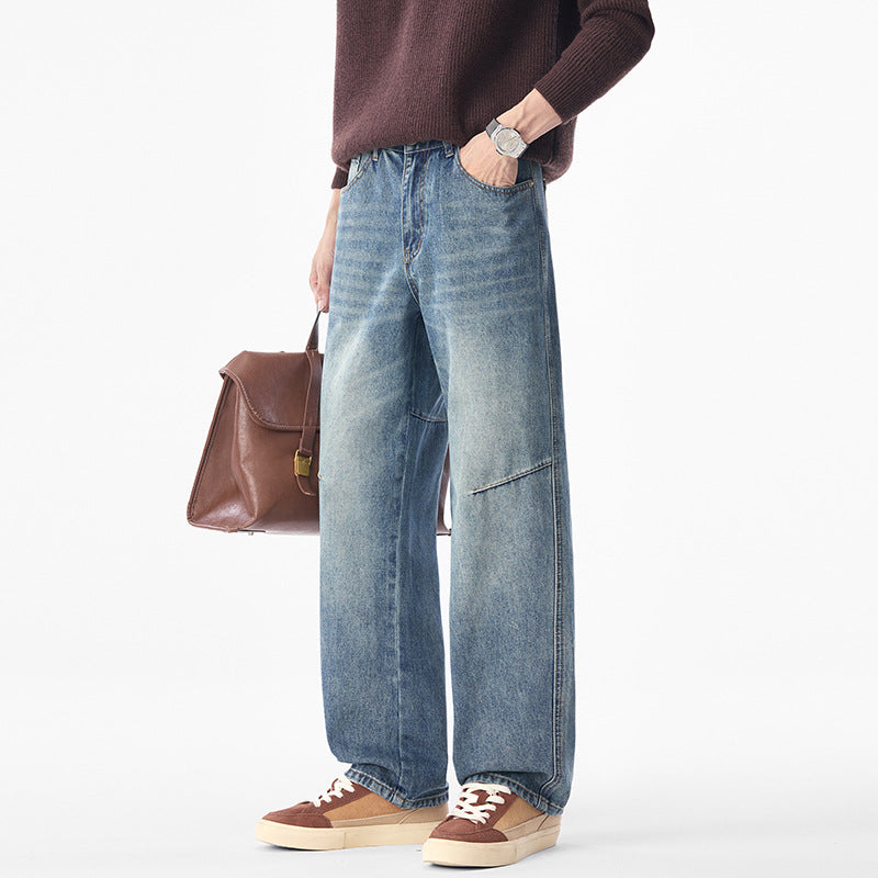 Herren Weite Vintage-Denim-Jeans mit markanter Knie-Naht und lockerem Schnitt Shop Nory
