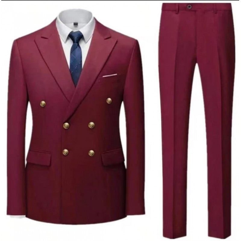 Herren Zweiteiliger Doppelreiher-Anzug mit tailliertem Sakko und schmaler Flachbundhose Shop Nory