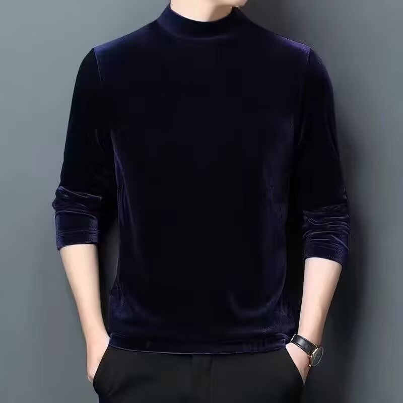 Herren Feiner Samt-Halbrollkragenpullover Slim-Fit Shop Nory