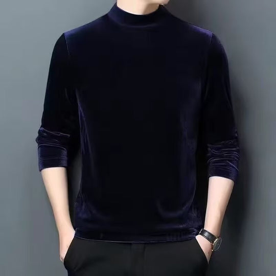 Herren Feiner Samt-Halbrollkragenpullover Slim-Fit Shop Nory