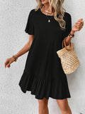 Damen Freizeitkleid mit voluminösen Rüschen und lässigen Ärmeln