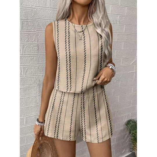 Damen lässiges Set mit ärmellosem Oberteil und Shorts