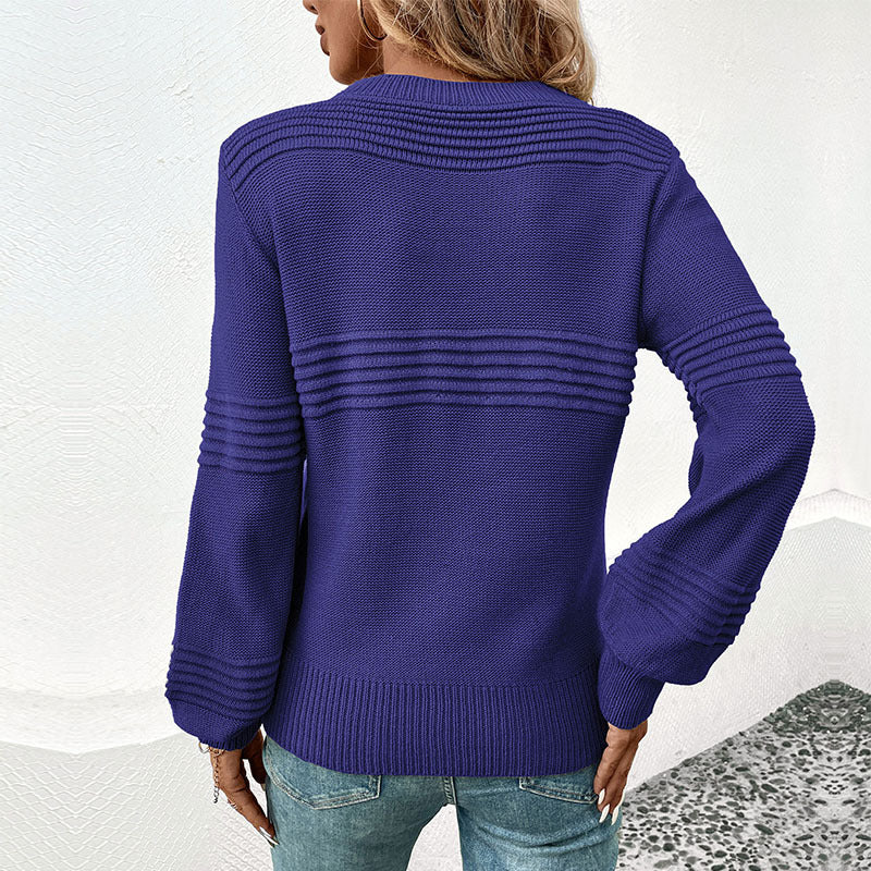 Damen Lässiger Strickpullover mit gerippten Details Shop Nory