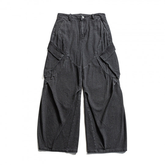 Unisex Weite Cargo-Jeans mit hoher Taille, Panelnähten und aufgesetzten Klappentaschen Shop Nory