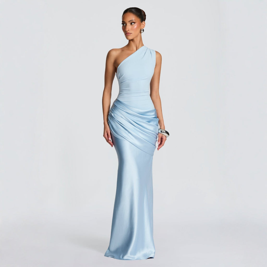 Damen Elegantes Abendkleid mit Off-Shoulder-Design und Fließendem Cape