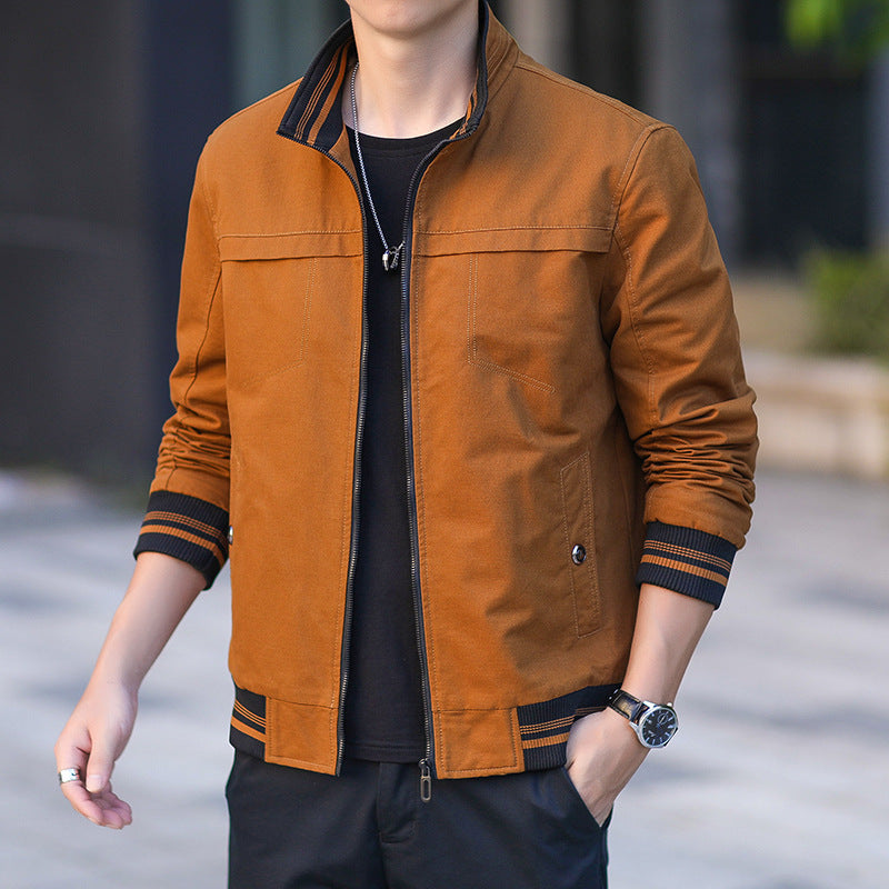 Herren sportliche Bomberjacke mit Stehkragen, Reißverschluss und kontrastierenden Rippbündchen Shop Nory