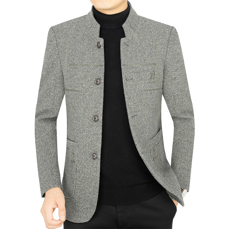 Herren Kurzmantel-Blazer mit Stehkragen und dekorativen Ziernähten Shop Nory