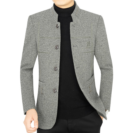 Herren Kurzmantel-Blazer mit Stehkragen und dekorativen Ziernähten Shop Nory