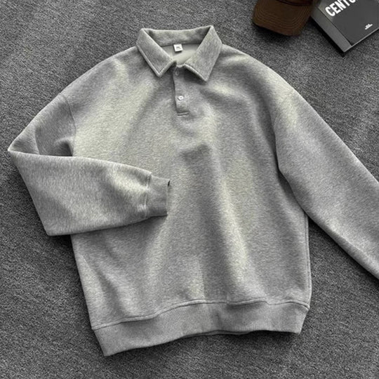 Herren Poloshirt-Sweatshirt mit Hemdkragen und Oversize-Schnitt Shop Nory