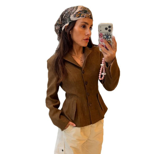 Damen Taillierter Cordblazer mit Schößchen und Pattentaschen Shop Nory