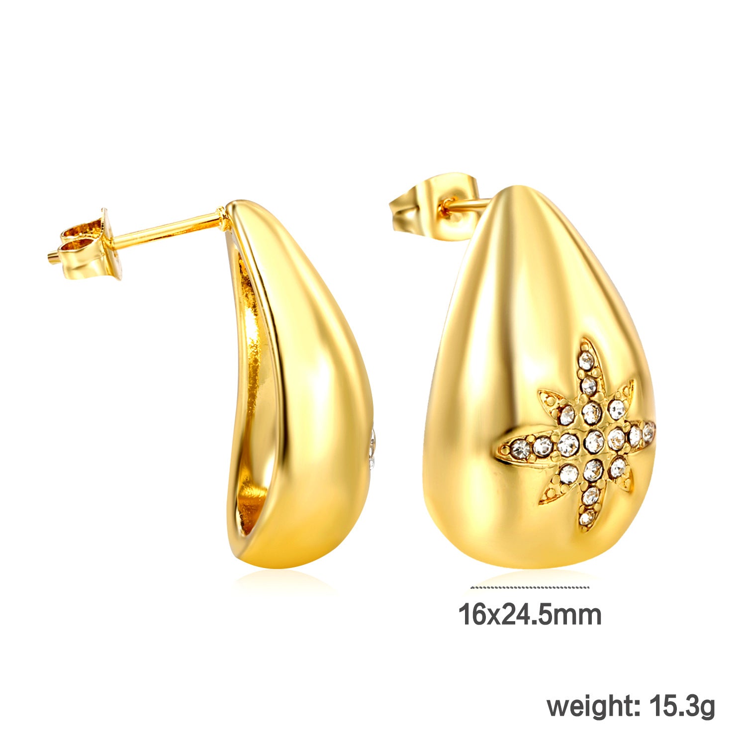 Damen Elegante goldplattierte Edelstahl Ohrstecker Shop Nory