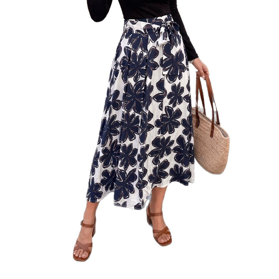 Damen Midirock im A‑Linien‑Schnitt mit großblumigem Print, hohem Bund und Eingrifftaschen Shop Nory