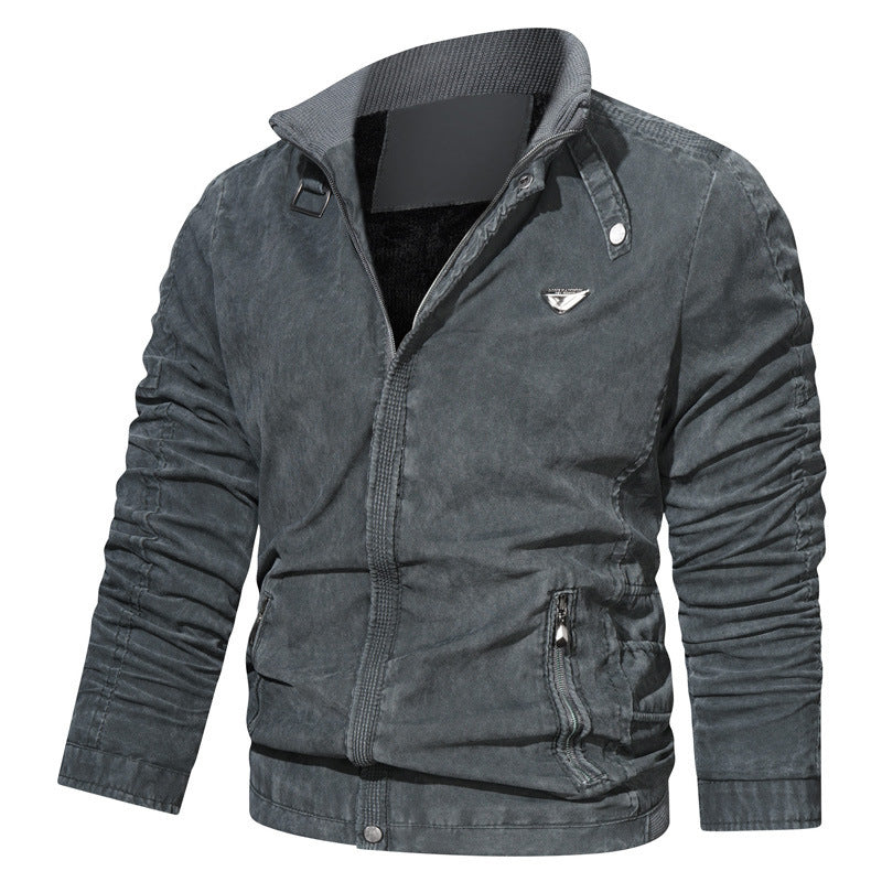 Herren Mikrofaser-Canvas-Blouson im Pilotenstil mit gerafften Ärmeln und verdeckten Reißverschlüssen Shop Nory