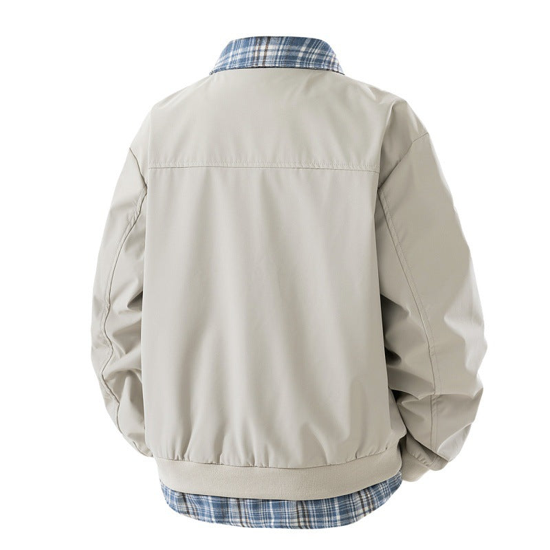 Herren lässige zweilagige Kurzjacke im Layer‑Look mit karierter Innenlage Shop Nory