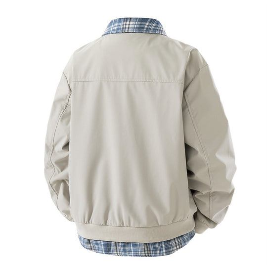 Herren lässige zweilagige Kurzjacke im Layer‑Look mit karierter Innenlage Shop Nory