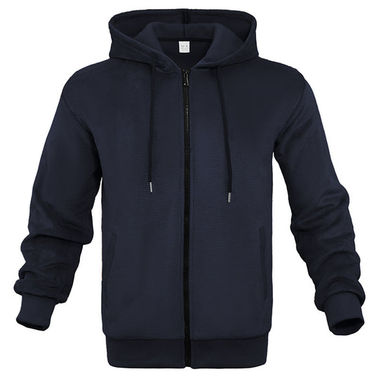 Herren Strukturiertes Kapuzen-Sweatshirt mit Vollzip, Seitentaschen und Rippbündchen Shop Nory