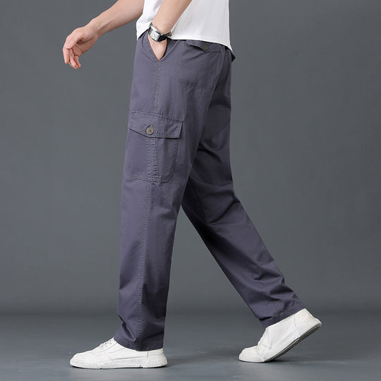 Herren Weite Cargo-Hose mit elastischem Bund, aufgesetzten Klappentaschen & geradem Bein Shop Nory
