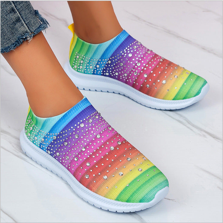 Damen Elastischer Sock-Sneaker mit Strass‑Nieten, atmungsaktivem Strickschaft und dämpfender Komfortsohle Shop Nory