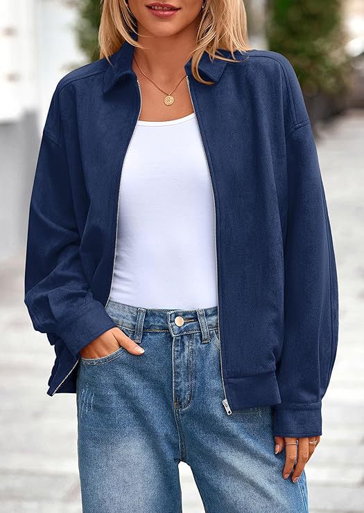 Damen lässige Übergangsjacke mit hohem Kragen und Reißverschluss Shopnory