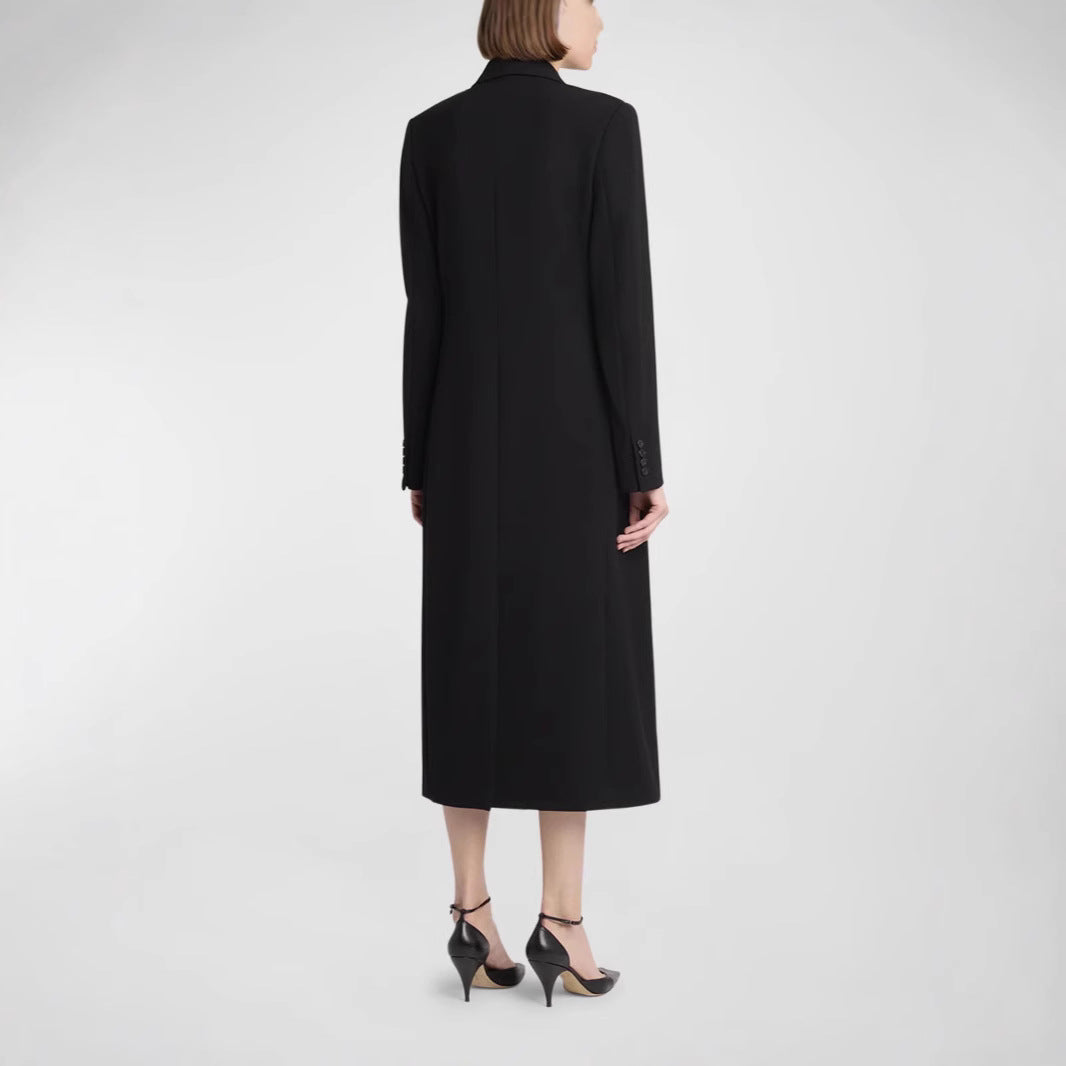 Damen Midilanger Doppelreihiger Blazer‑Mantel mit strukturierter Schulter und schlanker Passform Shop Nory