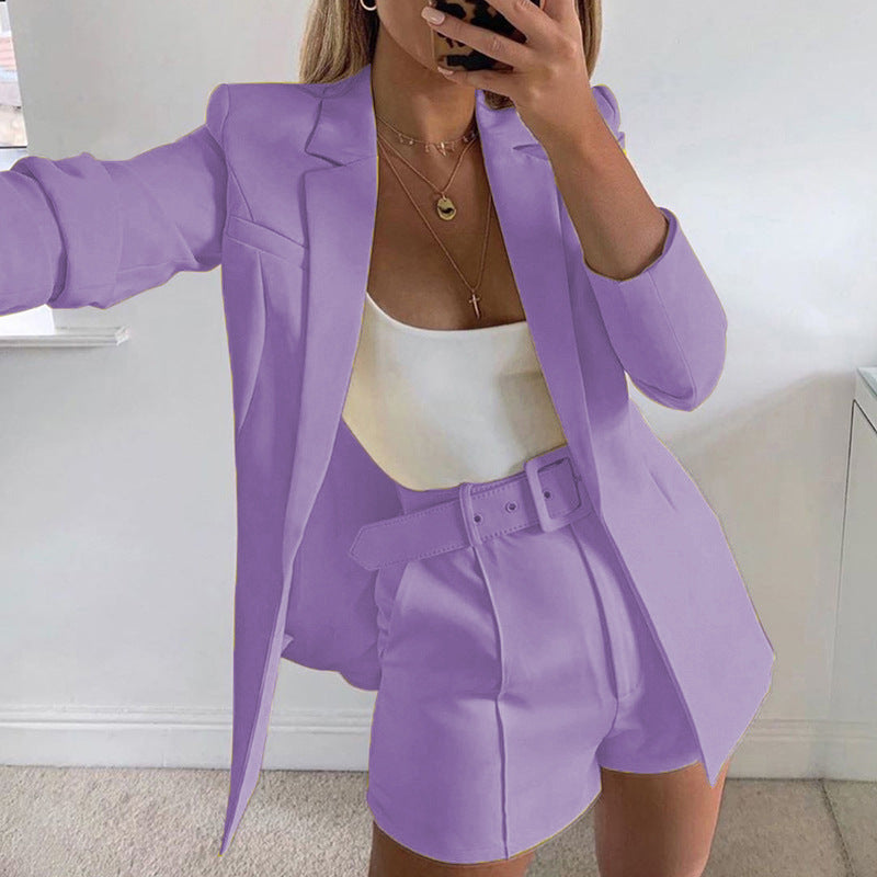 Damen Elegantes Zweiteiliges Blazer‑Shorts‑Set mit tailliertem Reversblazer und High‑Waist Shorts Shop Nory