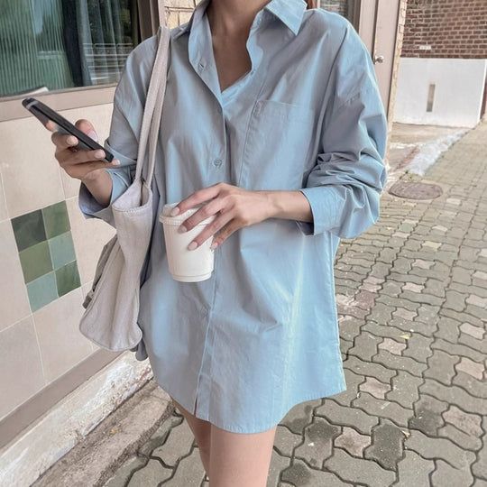 Damen Leichtes Oversize-Popeline Hemdshirt-Minikleid mit kastiger Silhouette und weiten Manschetten Shop Nory