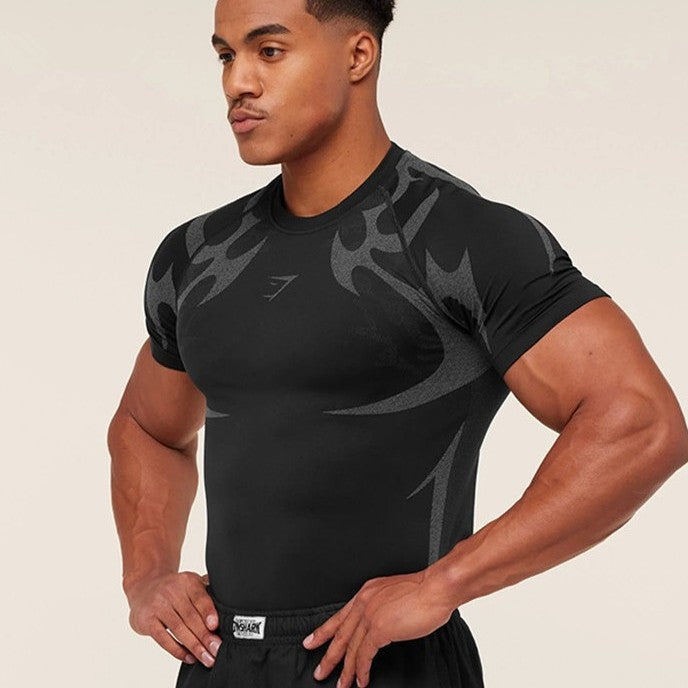 Herren nan nahtloses formgShopnoryendes Funktionsshirt mit Kompressionseffekt und ergonomischen Muskelzonen
