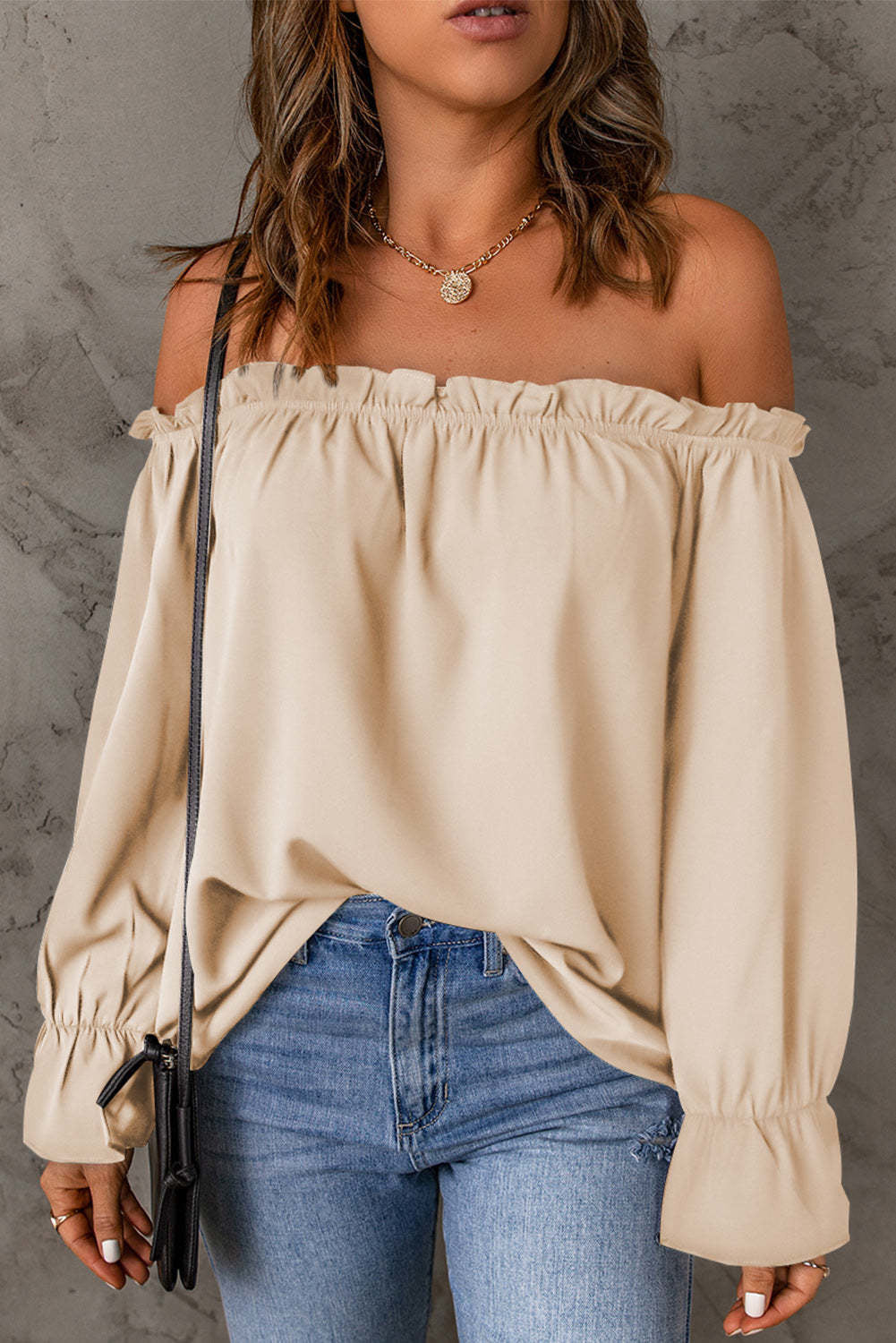 Damen Off-Shoulder Bluse mit Rüschendetails