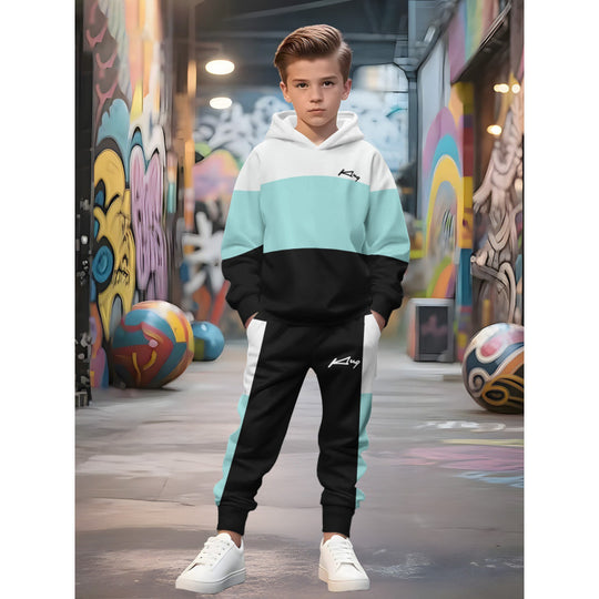 Unisex Kinder Jogginganzug mit Kapuzenpullover und detailreichem Auto-Print Shop Nory