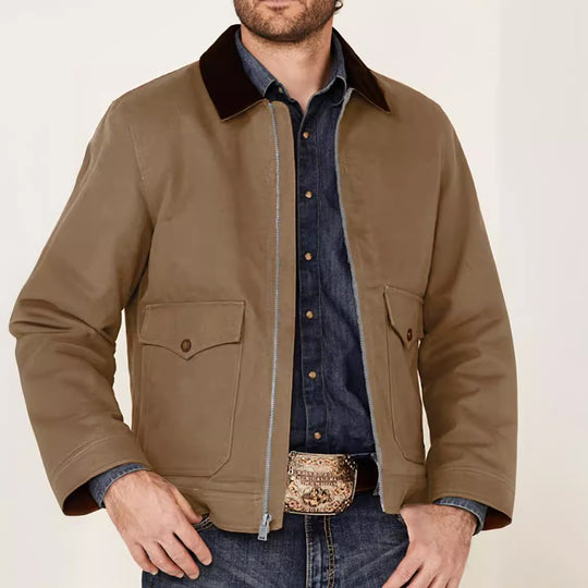 Herren robuste Canvas-Fieldjacke mit Cordkragen und aufgesetzten Pattentaschen Shop Nory