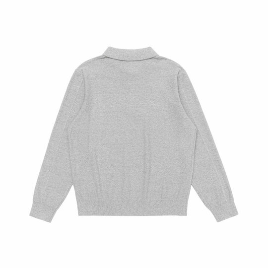 Unisex Feinstruktur-Polo-Strickpullover mit Hemdkragen und geripptem Saum Shop Nory
