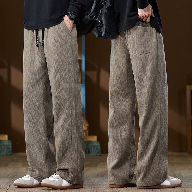 Herren Weit geschnittene Lounge-Hose aus geripptem Strukturstoff mit elastischem Bund und Tunnelzug Shop Nory