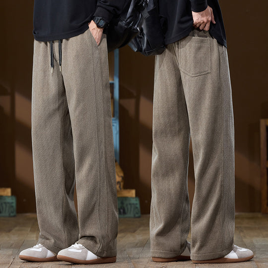 Herren Weit geschnittene Lounge-Hose aus geripptem Strukturstoff mit elastischem Bund und Tunnelzug Shop Nory