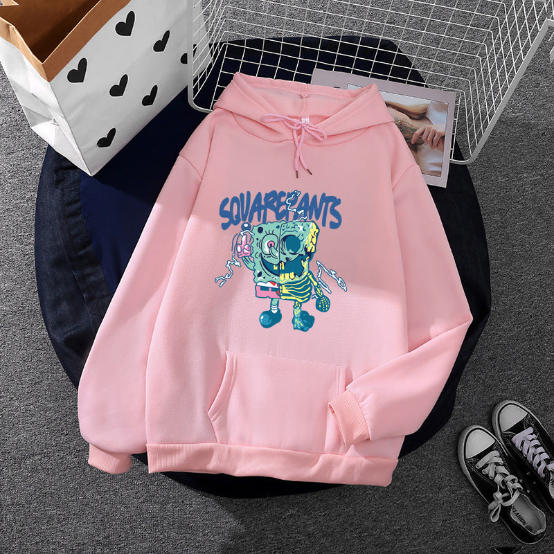 Damen nan weicher Oversize-Kapuzenpullover mit kawaii Pilzfrosch-Print, Kängurutasche und gerippten Bündchen Shop Nory