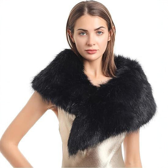 Damen Luxuriöse Kunstpelz-Stola im Loop-Design mit voluminösem Schalkragen Shop Nory