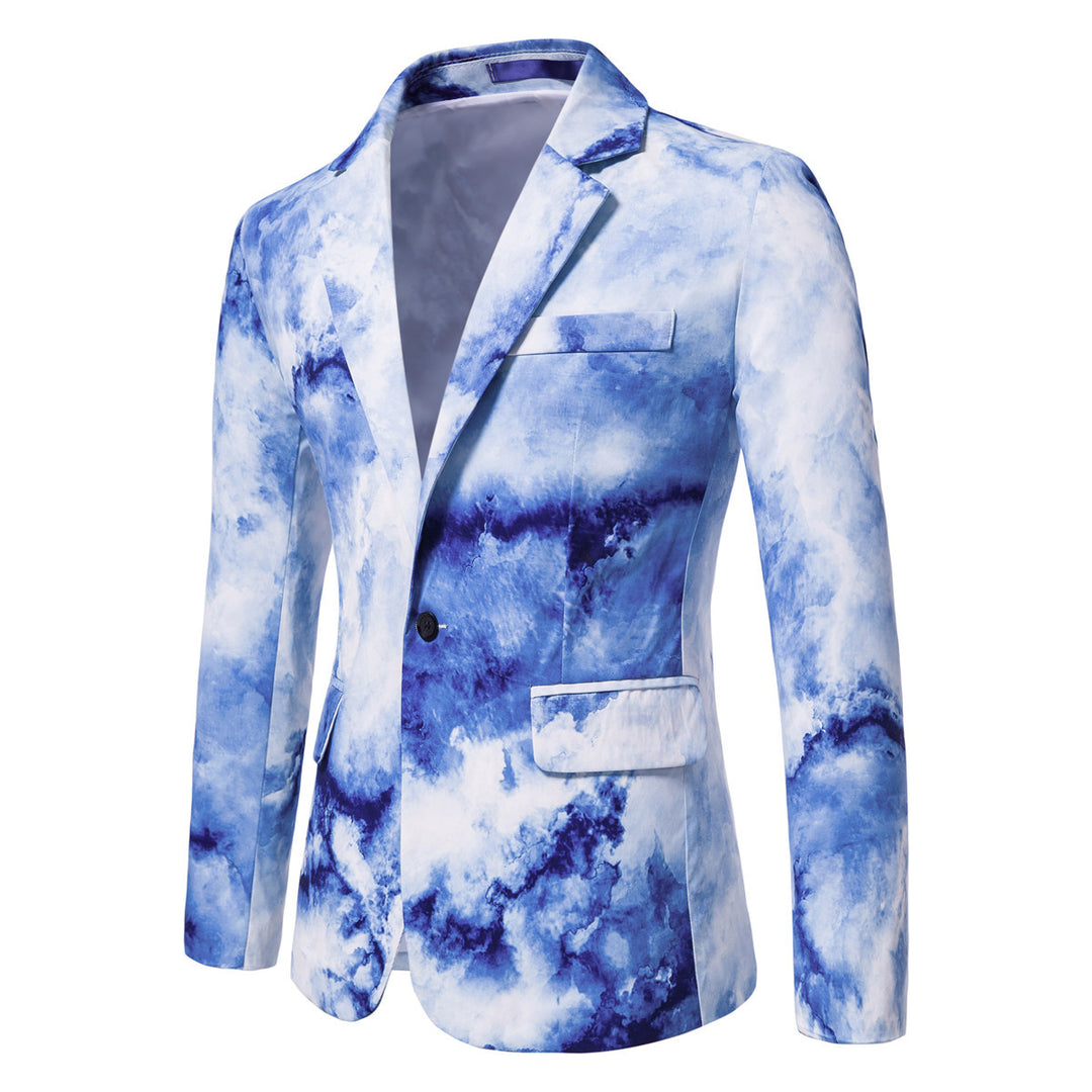 Herren Slim-Fit Sakko mit Aquarell-Print und Ein-Knopf-Verschluss Shop Nory