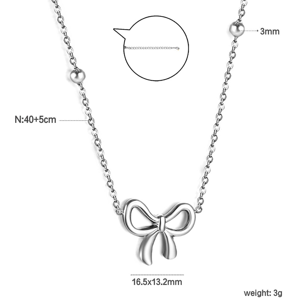 Damen Halskette mit hochwertigem goldplattierten Schleifenanhänger und verstellbarem Design Shop Nory