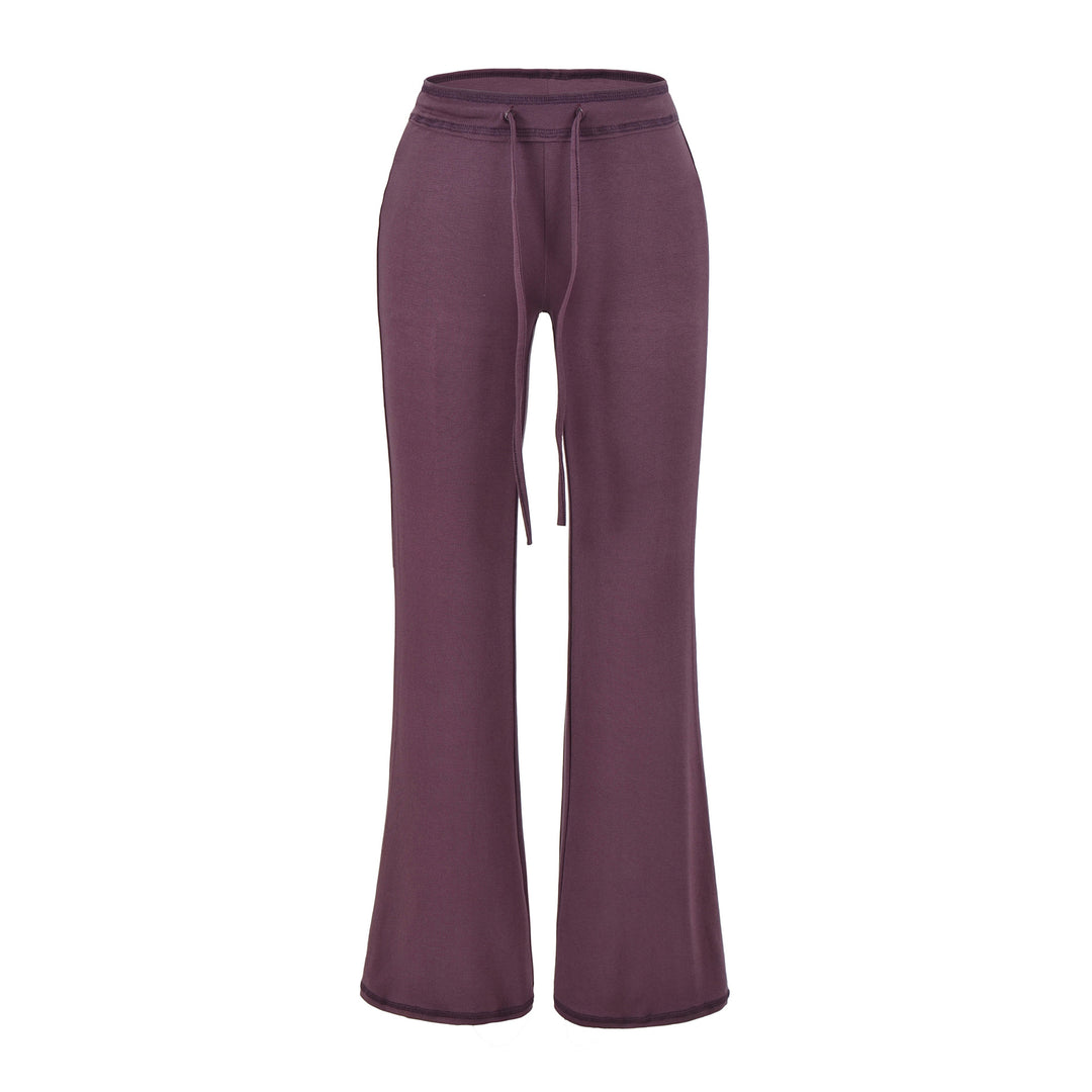Damen Fließende Jersey-Hose mit hohem Bund, Kordelzug und ausgestelltem Bein Shop Nory