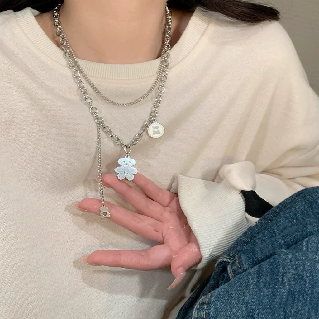 Damen Halskette mit charmantem Bärchenanhänger und inspirierendem Spruch Shop Nory