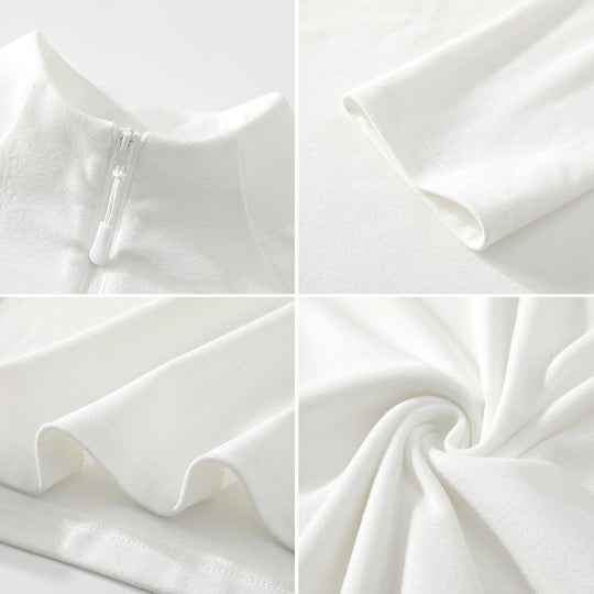 Unisex Oversize-Mockneck-Halbzip-Sweatshirt aus Mikrofleece mit abgerundetem Saum Shop Nory