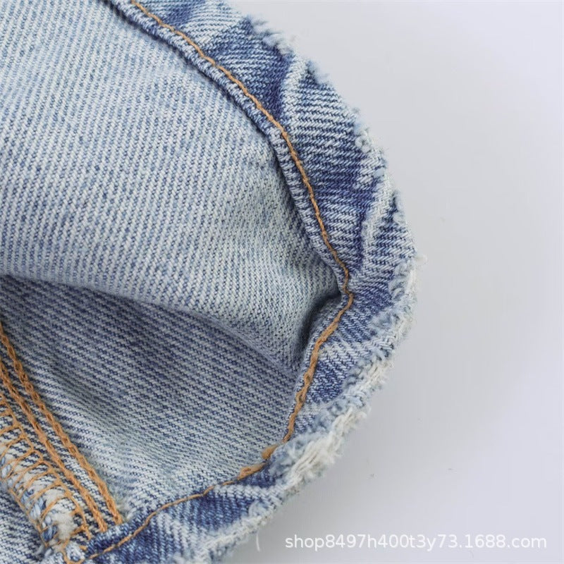 Damen Weite High‑Waist‑Jeans mit seitlichen Schlitzeinsätzen und Rockeffekt Shop Nory