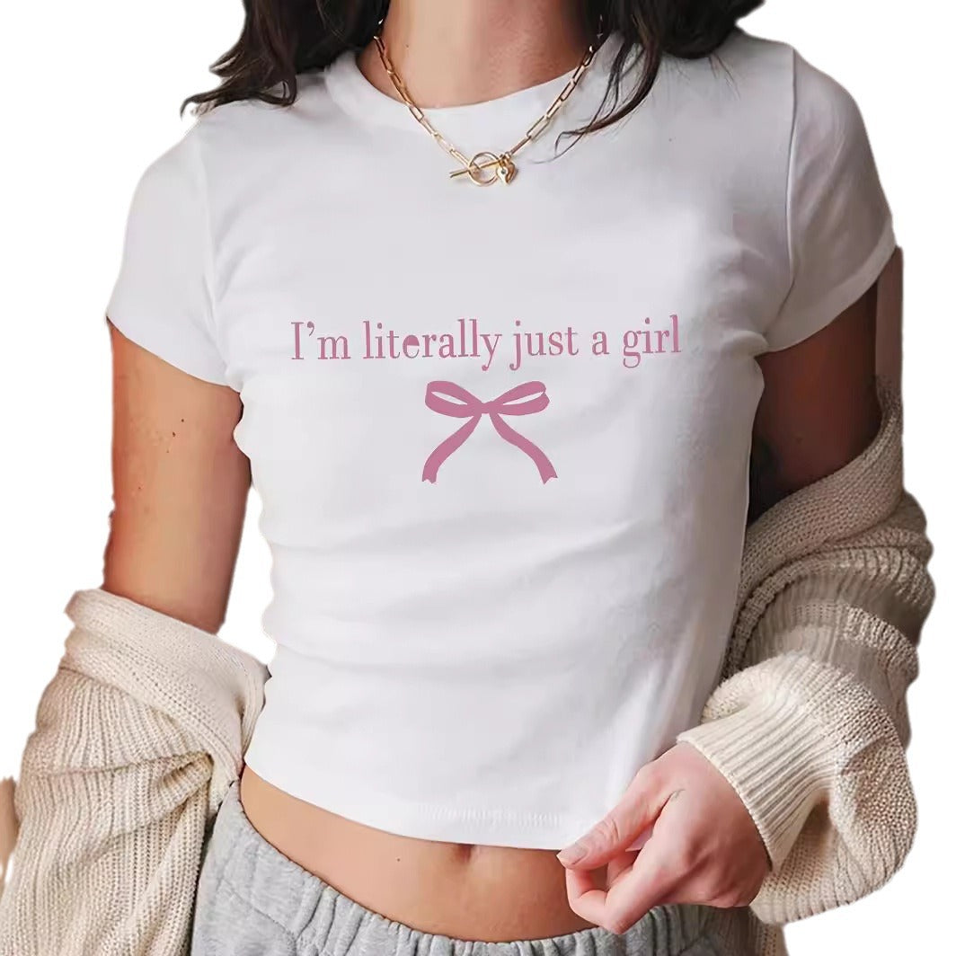 Damen Kurzarm T-Shirt mit aufgedrucktem Lippenmotiv Shopnory