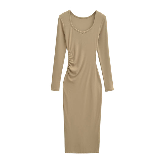 Damen Enganliegendes Midikleid mit seitlicher Raffung und doppeltem Ausschnitt Shop Nory