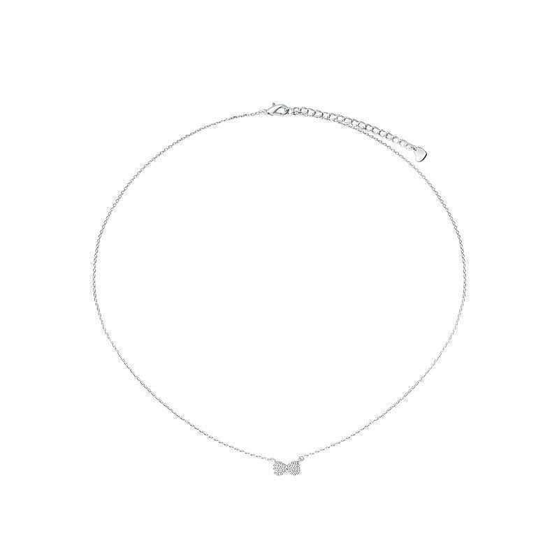 Damen Halskette mit zartem Schleifenanhänger und funkelnden Zirkonia Shop Nory